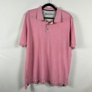 Robert Graham Mens Pink Polo Paisley Collar Short Sleeve Shirt Size XL